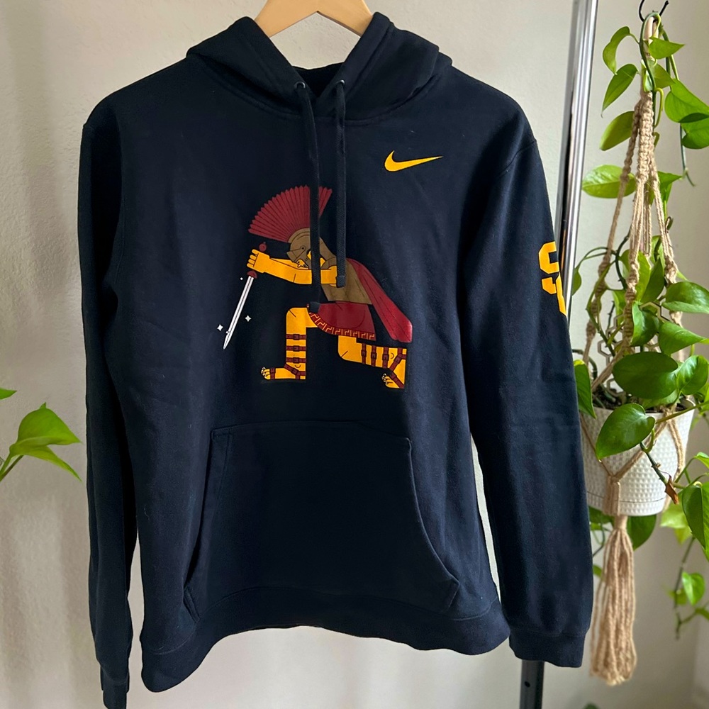 Nike- USC Spartans hoodie with USC emblem on sleeve.